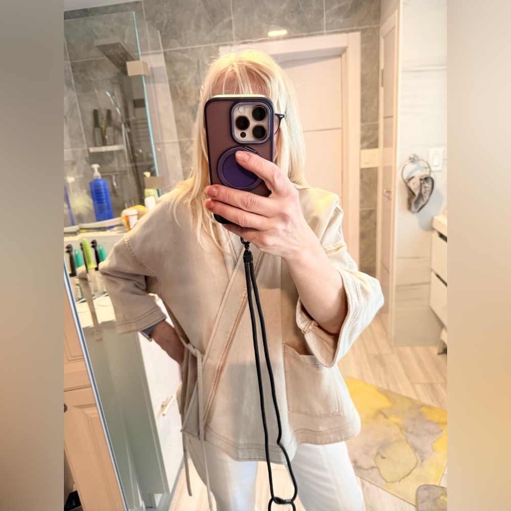 NWOT Washed Tan Kimono-Style Wrap Jacket Size XL/ XXL - Picture 8 of 10